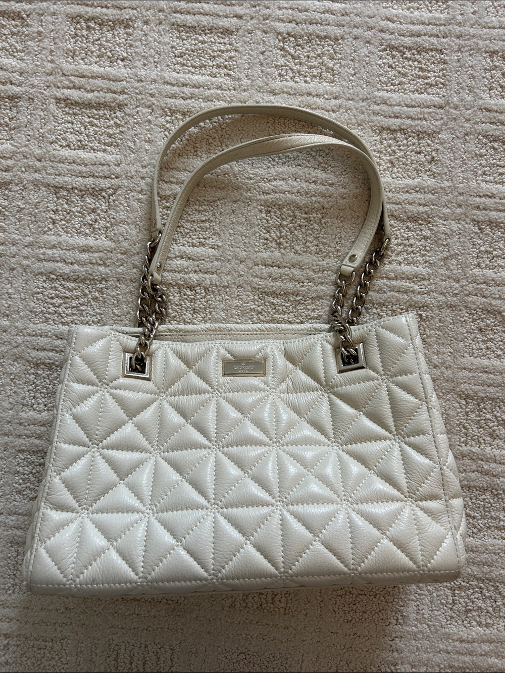 kate spade Quilted Cream Shoulder Bag with Chain Handles